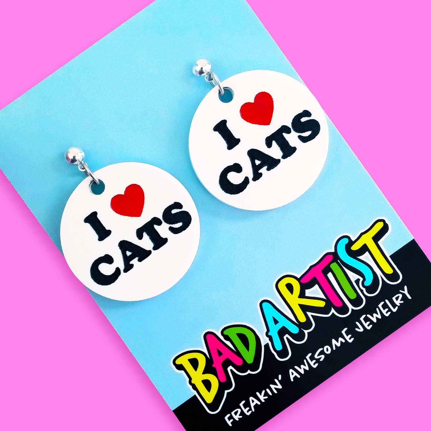 I Heart Cats Dangle Earrings