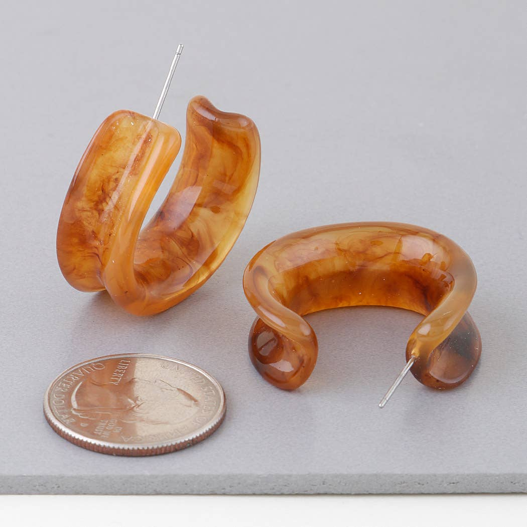 Multi Marble Stone Hoop Earrings