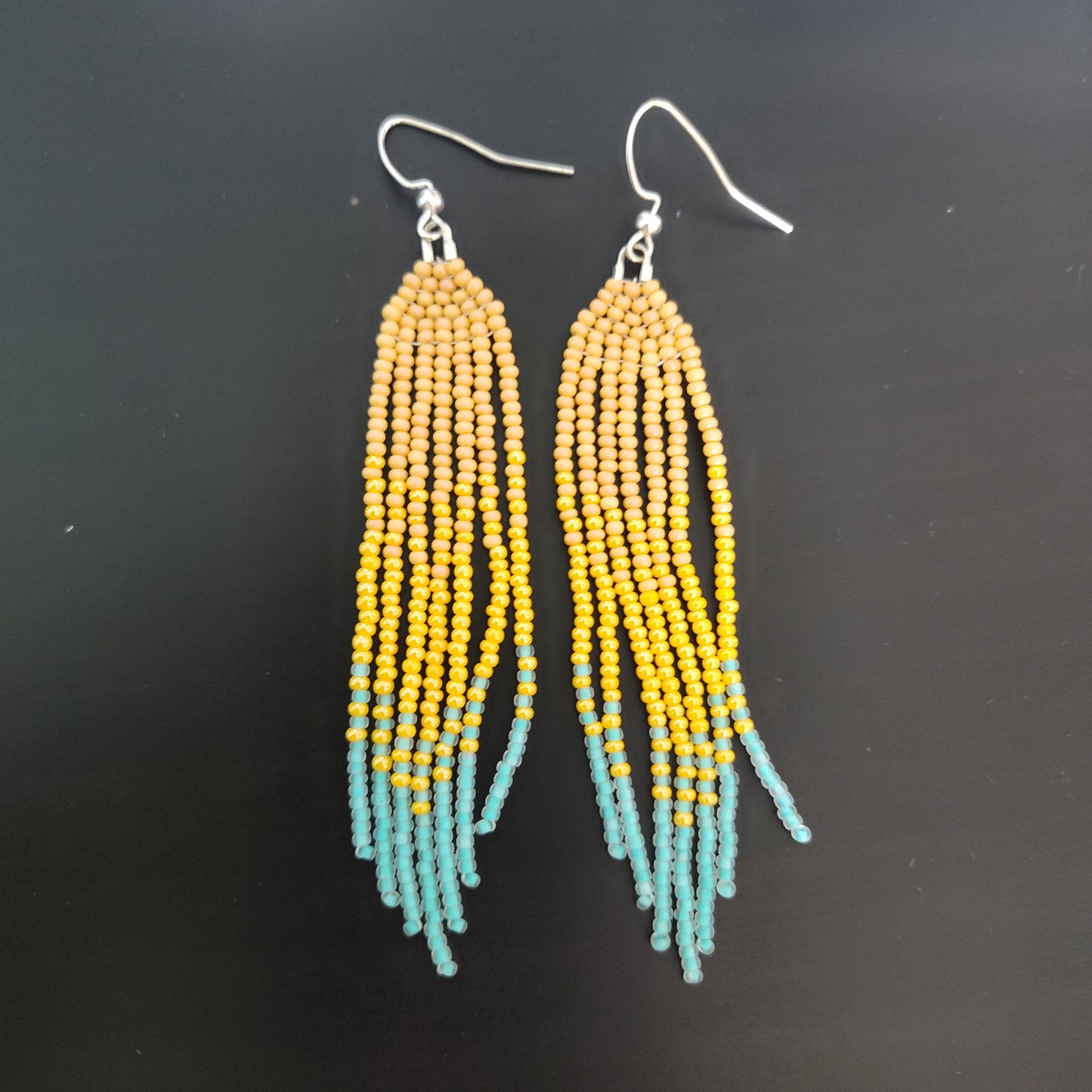 Long Fringe Beaded Dangle Earrings