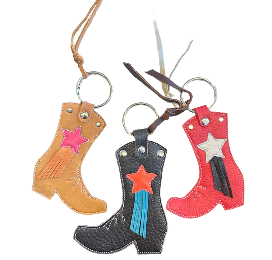 Cowboy Boot Leather Keychain