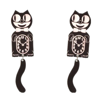 Cat Clock Dangle Earrings