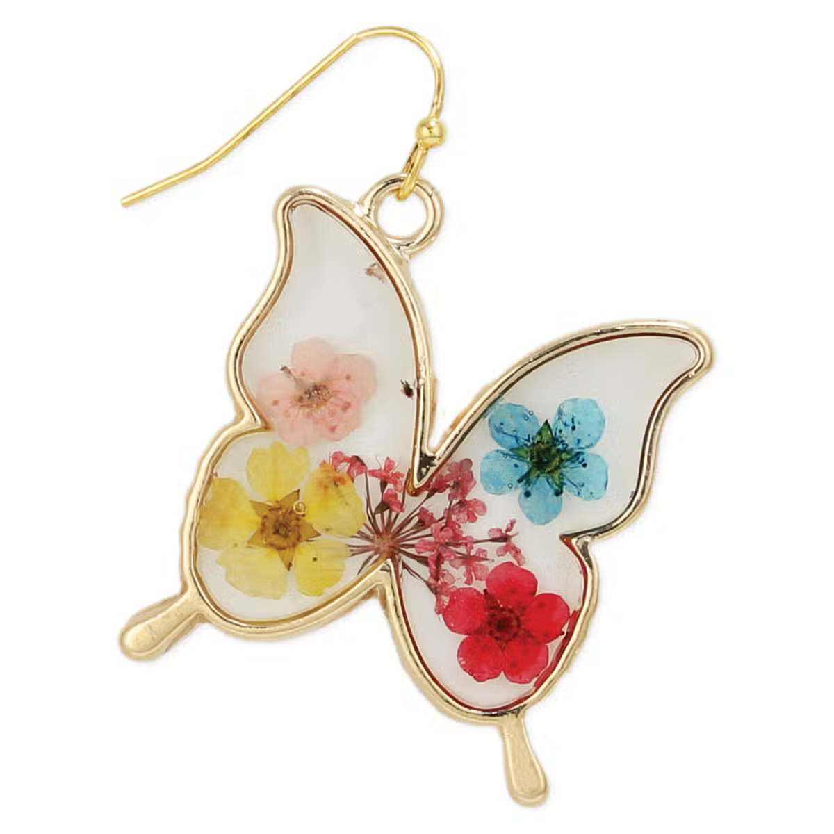 Butterfly Pressed Flower Dangle Earrings
