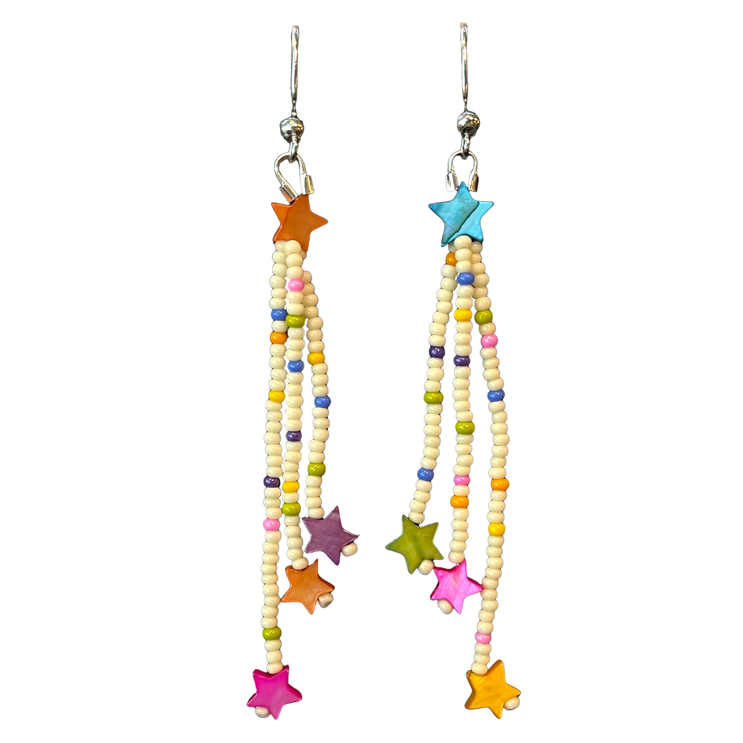 Star Fringe Beaded Dangle Earrings
