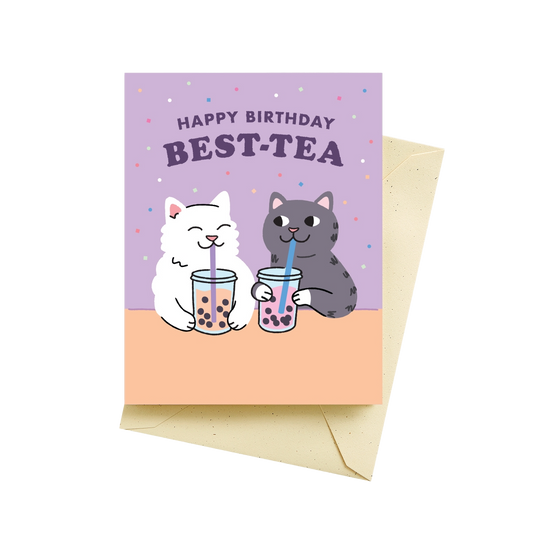 Best-Tea Cats Birthday Card
