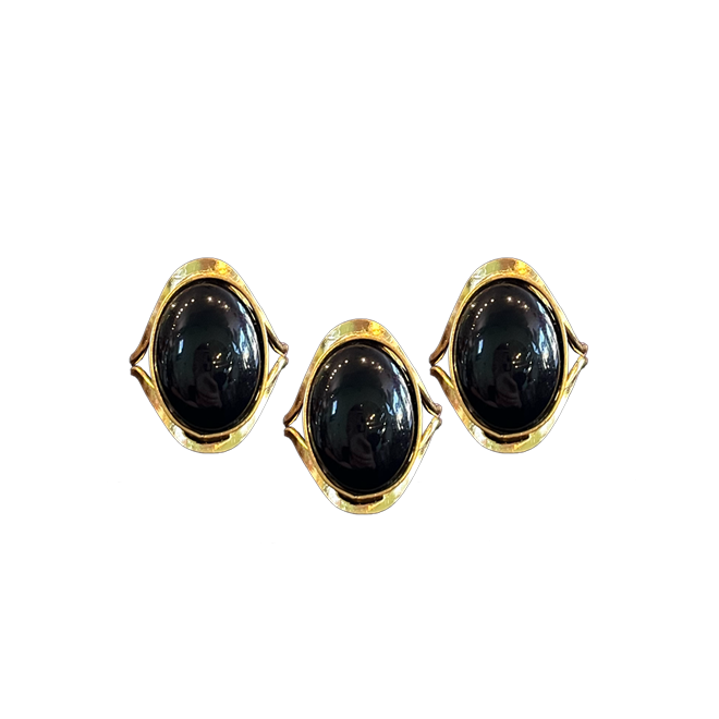 Black Onyx Modern Gold Dipped Ring