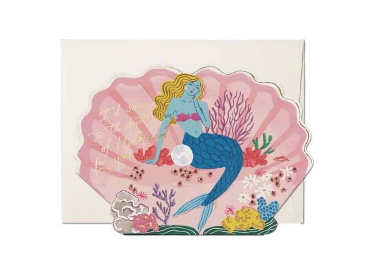 Blue Mermaid Love Card