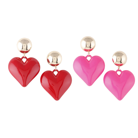 Rounded Heart Dangle Earrings