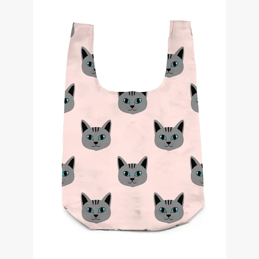 Gray Cat 2-in-1 Bag Charm & Reusable Shopper Bag