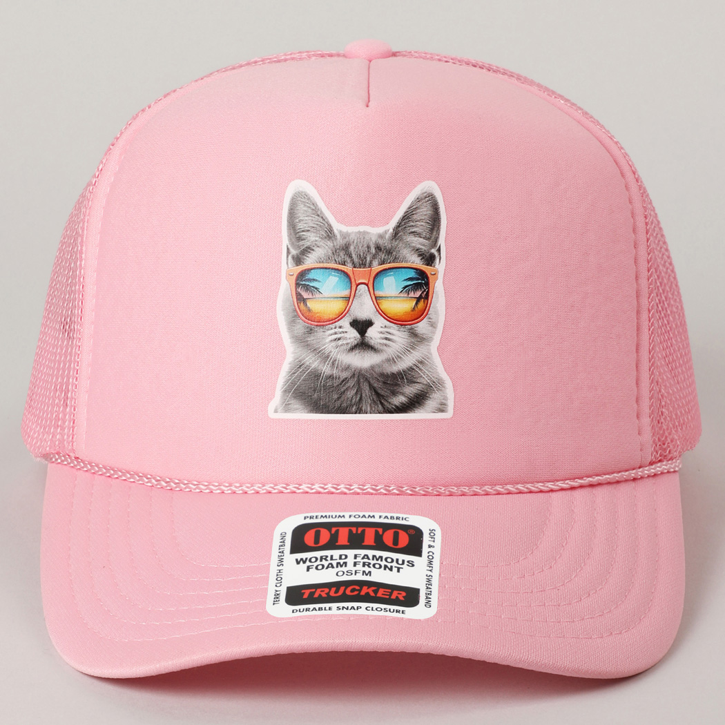 Cat with Sunglass Foam Trucker Hat
