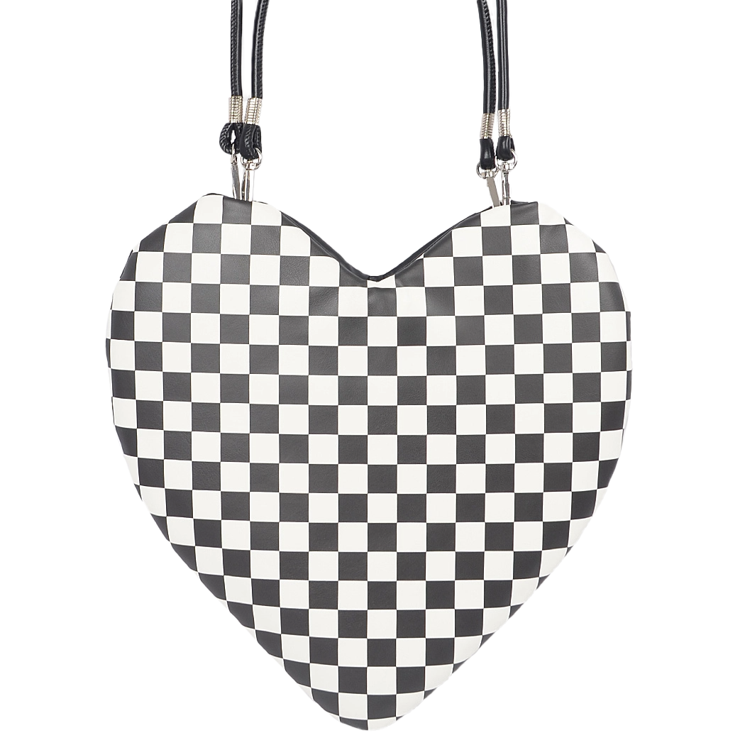 Checkered Heart Crossbody Bag