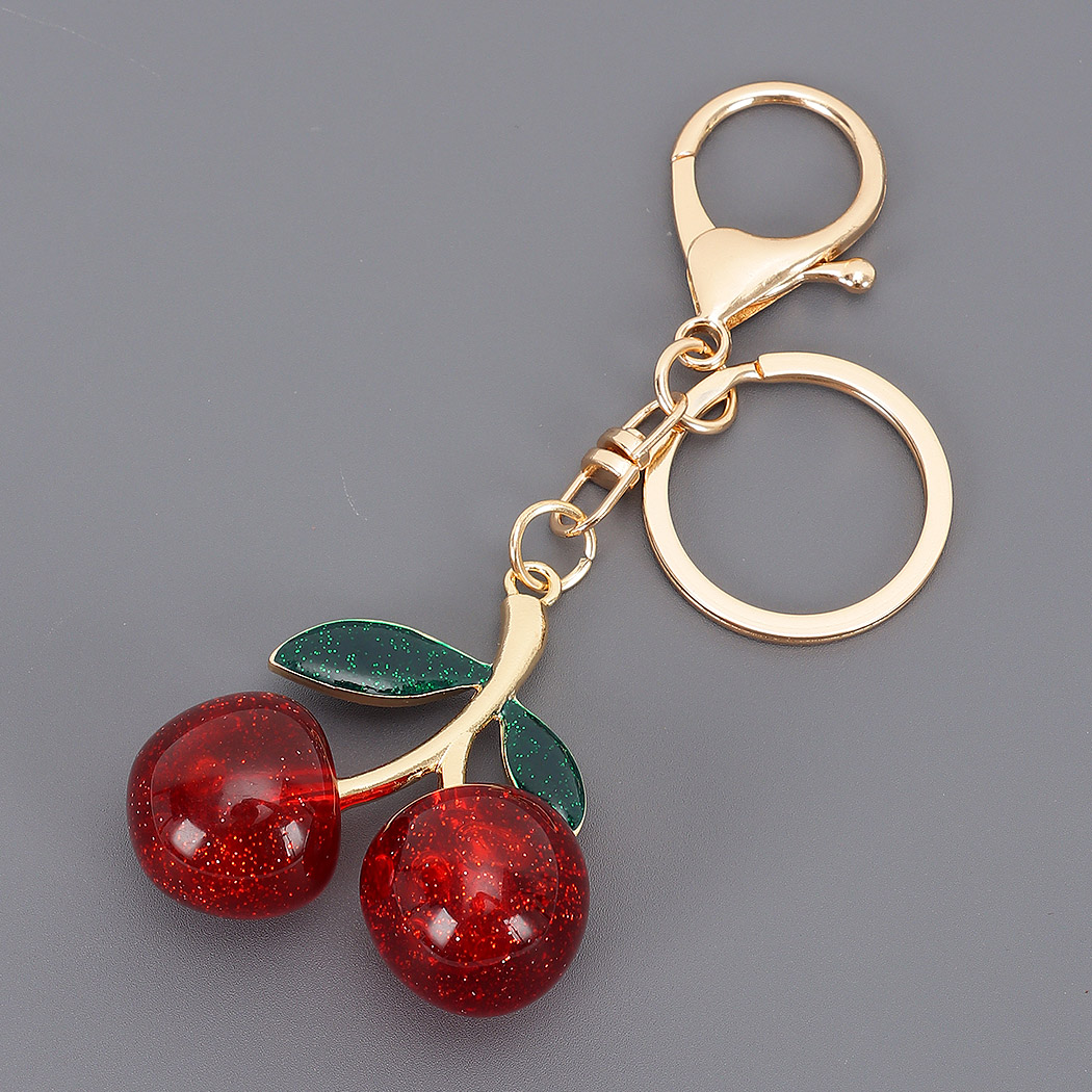 Cherry Charm Enamel Keychain