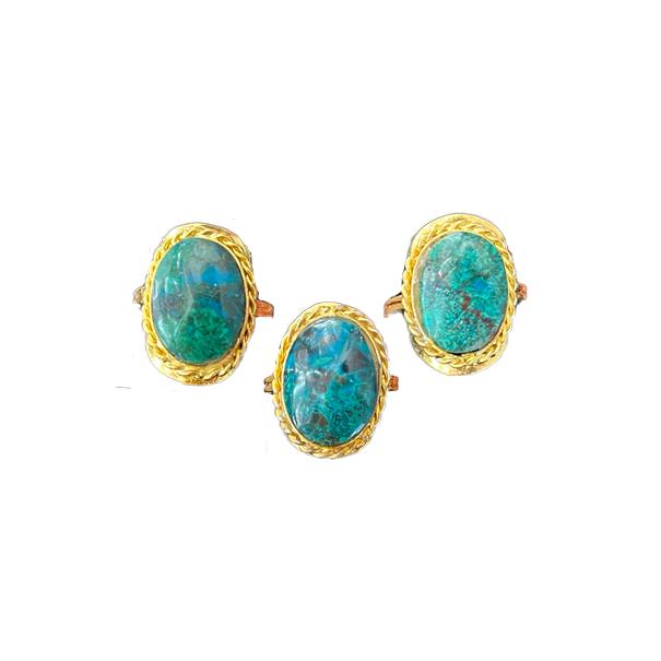 Chrysocolla Gold Dipped Ring
