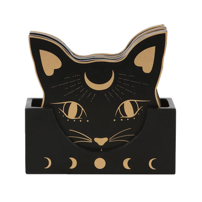 Black Cat Mystic Drink Coasters Set