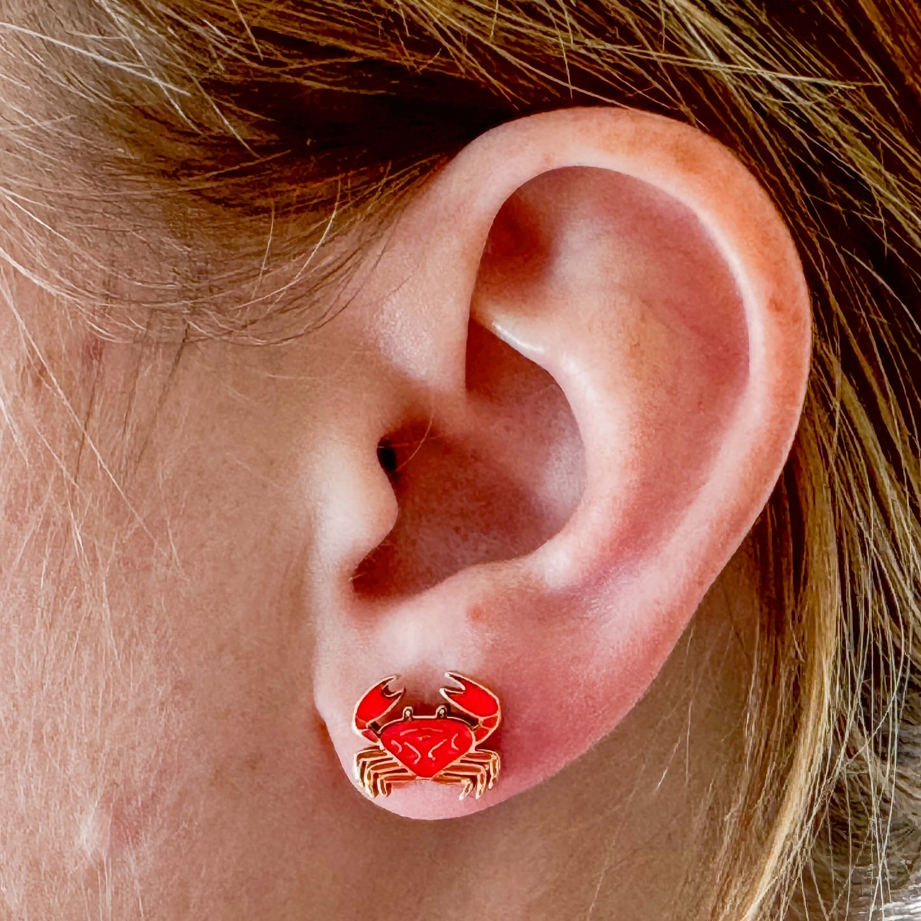Crab Enamel Post Earrings