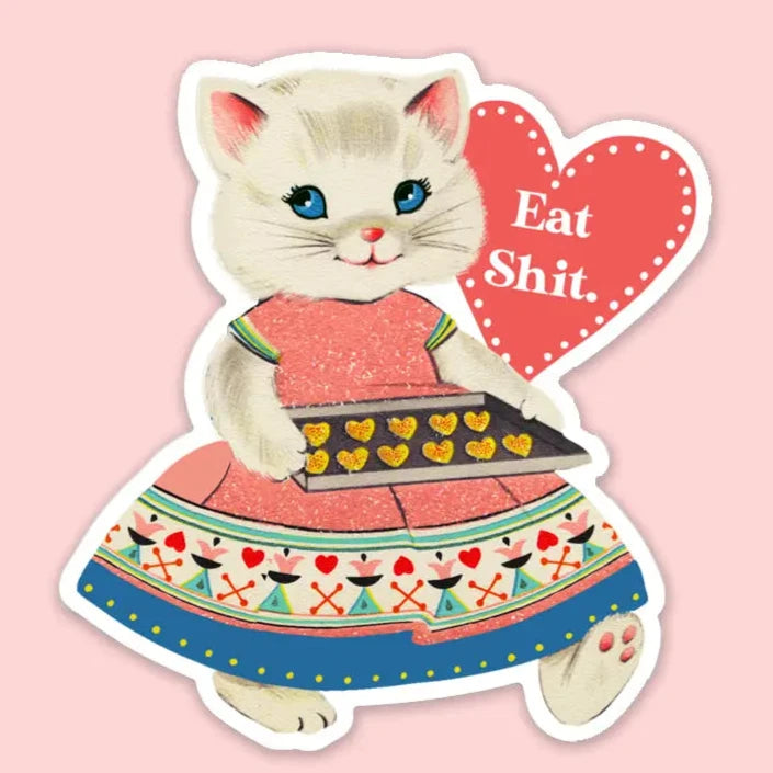 Eat Shit Vintage Cat Sticker