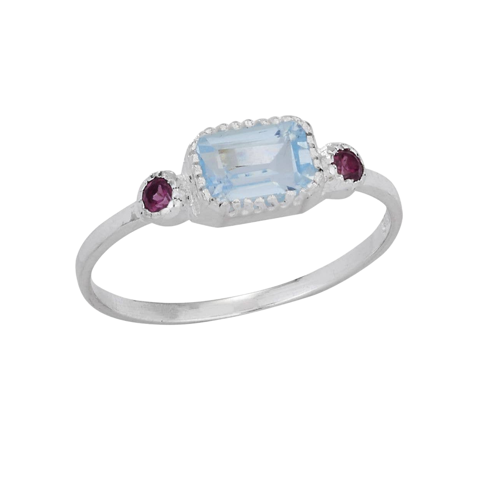 Fire And Ice Blue Topaz Sterling Silver Ring
