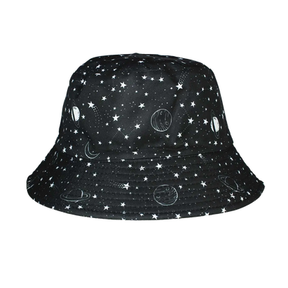Universe Print Black Bucket Hat