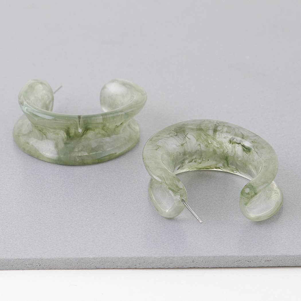 Multi Marble Stone Hoop Earrings