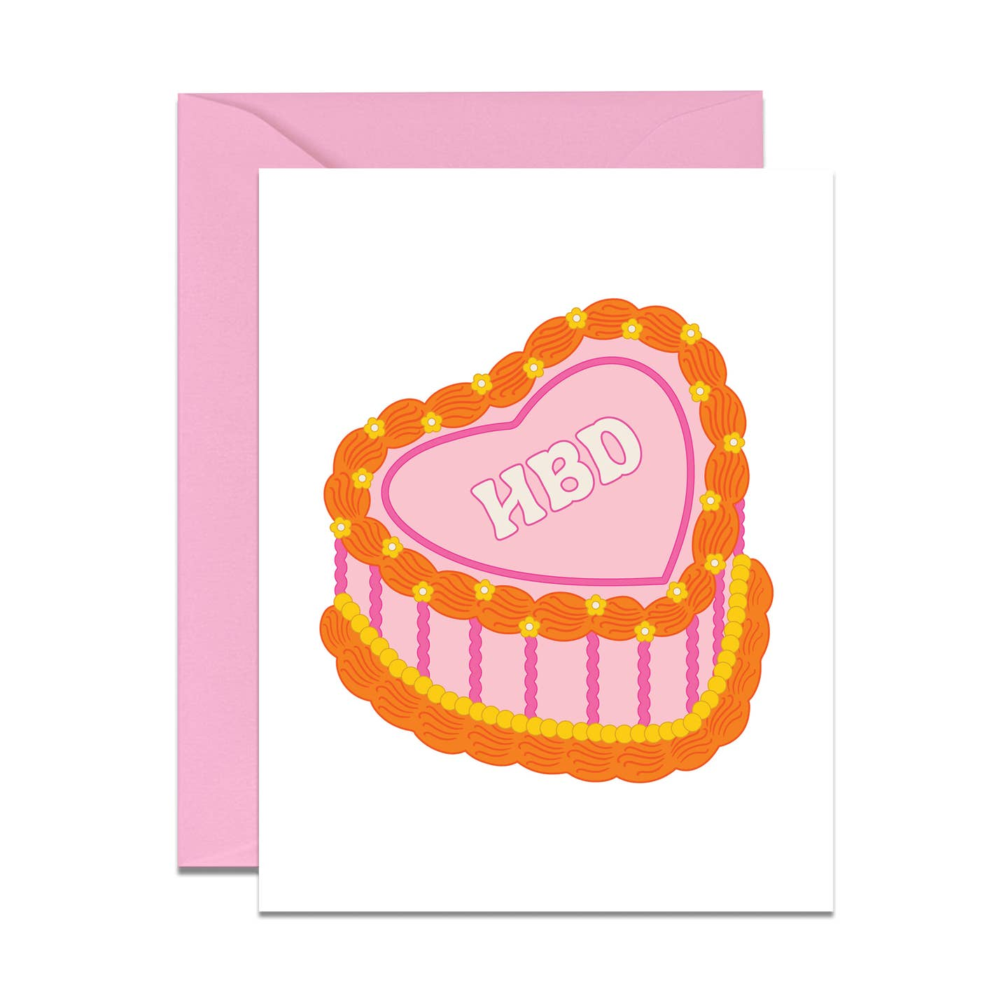Hbd Vintage Heart Birthday Cake Mini Birthday Card