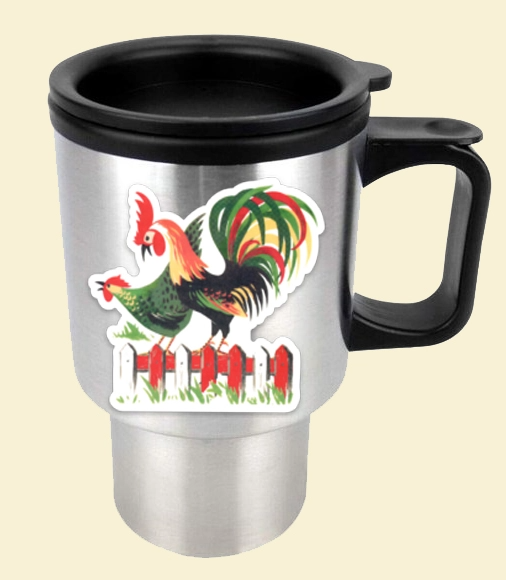Henpecked Rooster Retro Sticker
