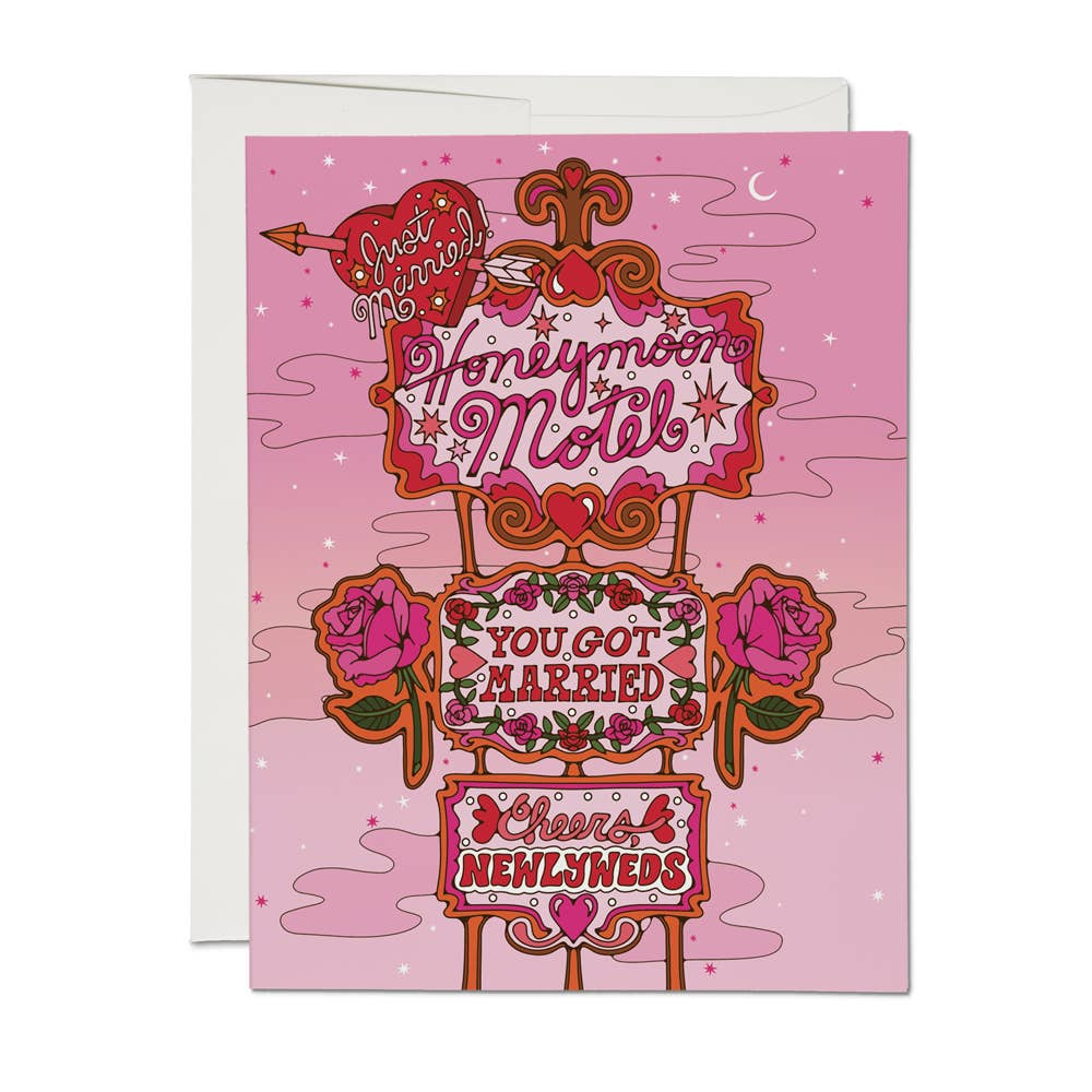 Honeymoon Motel Wedding Card