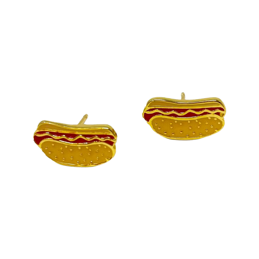 Hot Dog Enamel Post Earrings