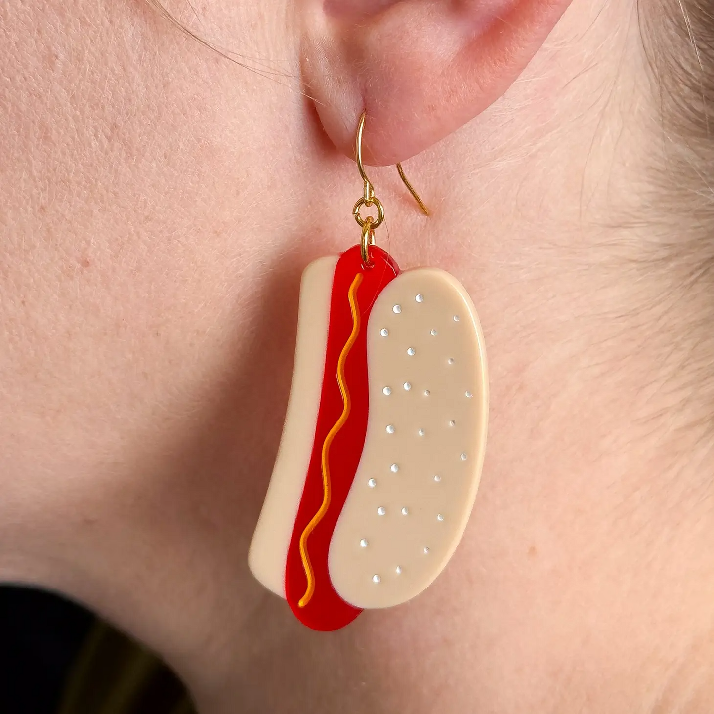 Hot Doggy Acetate Dangle Earrings