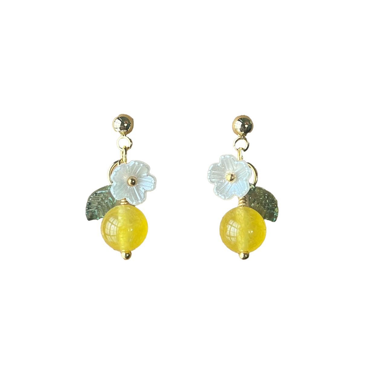 Lemon Beaded Dangle Earrings