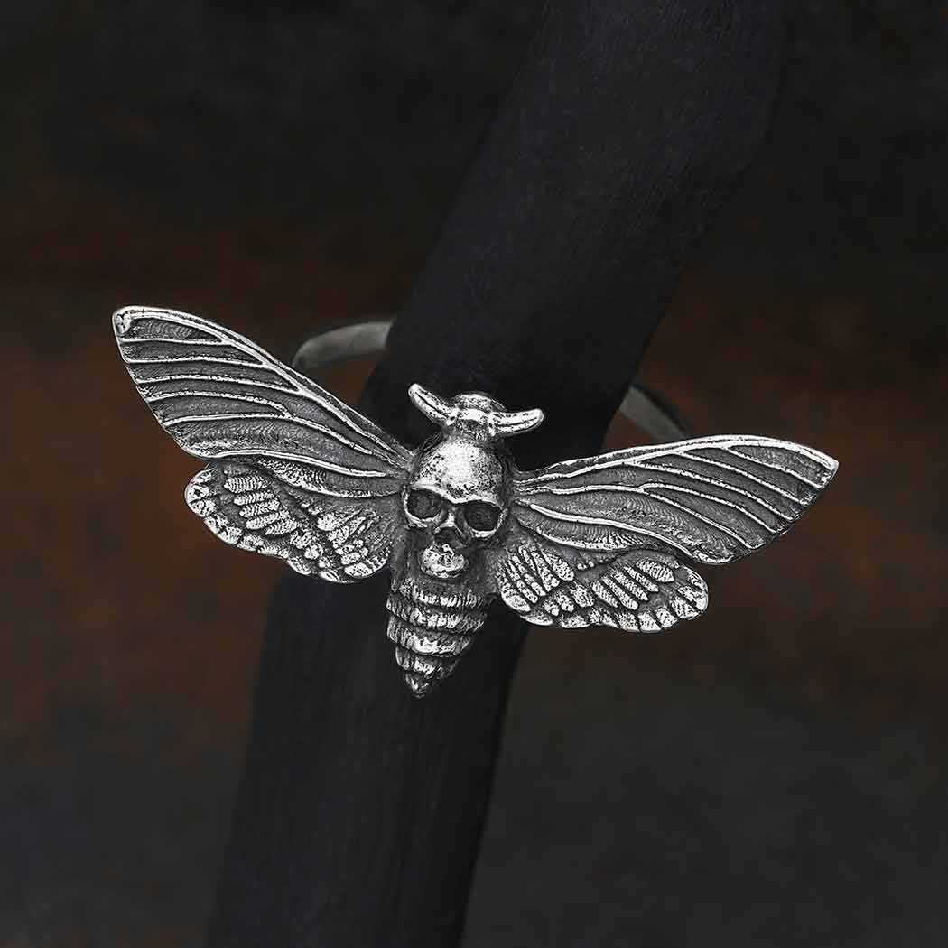 Sterling Silver Realistic Deaths Head Moth Ring