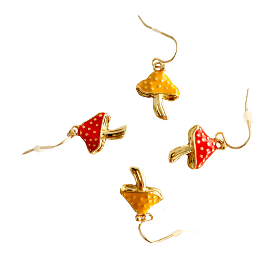 Enamel Mushroom Dangle Earrings