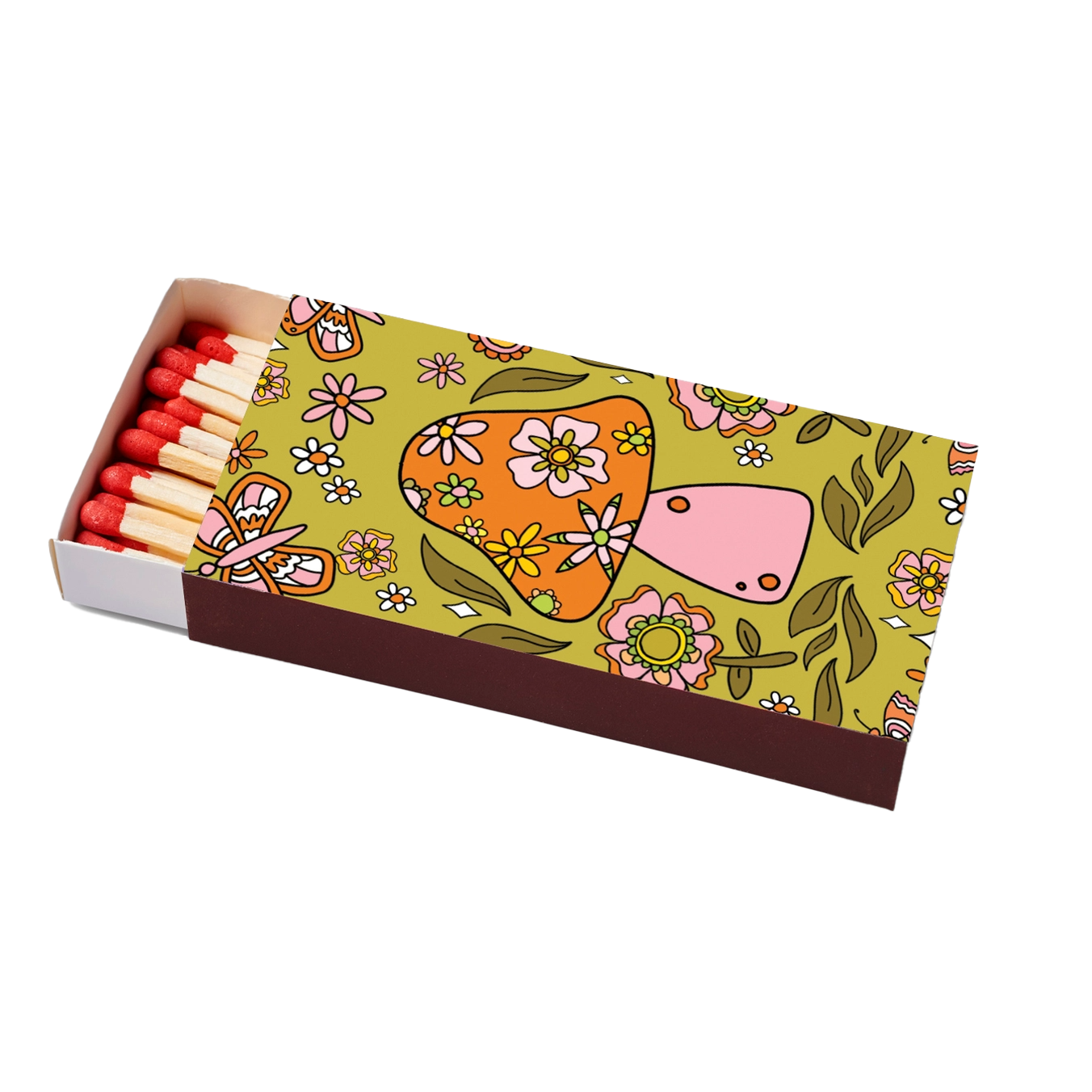 Mushroom Flowers Match Box