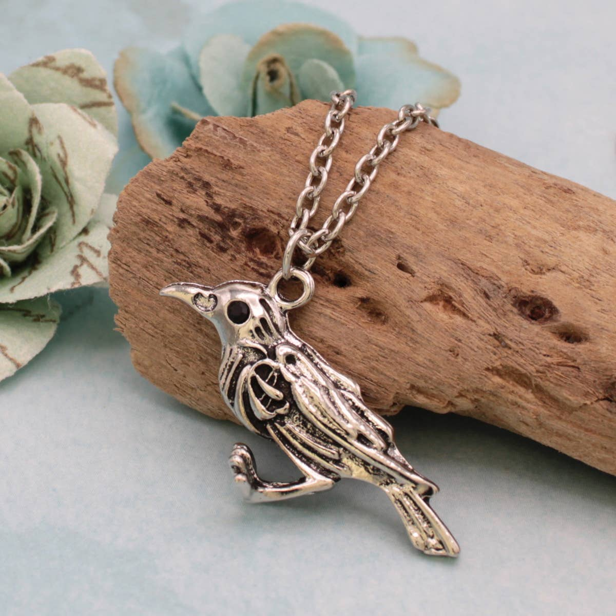 Nevermore Silver Raven Necklace