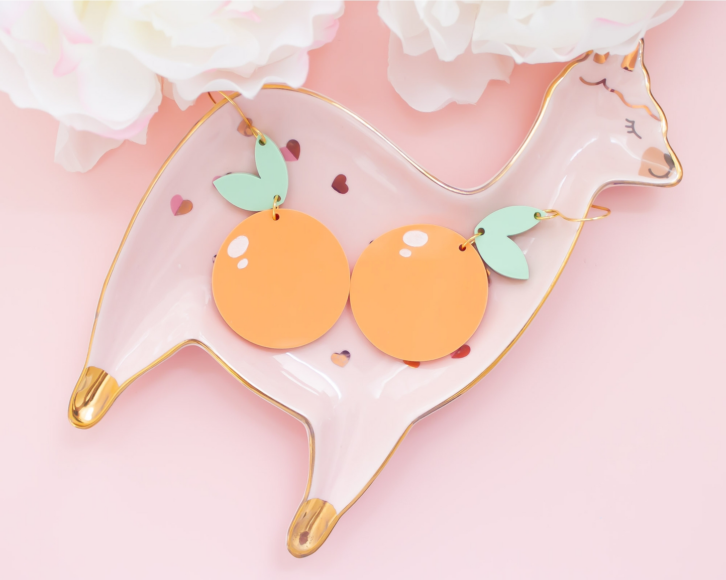 Orange Fruit Acrylic Dangle Earrings