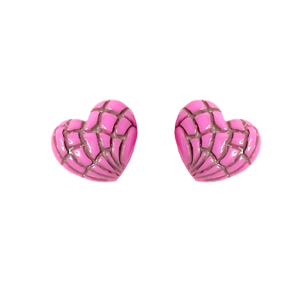 Heart Pan Dulce Concha Post Earrings