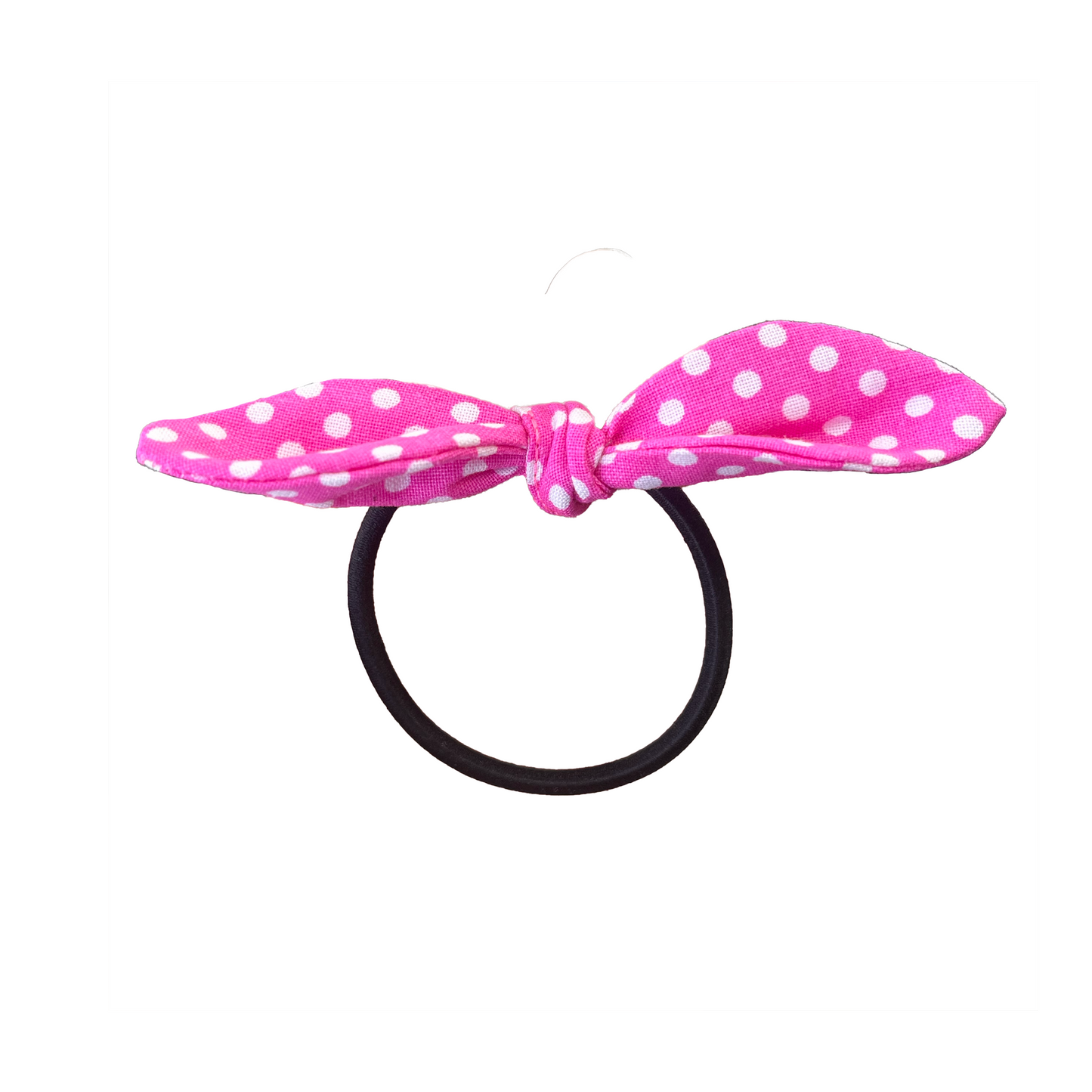 Polka Dot Pink Bow Hair Tie