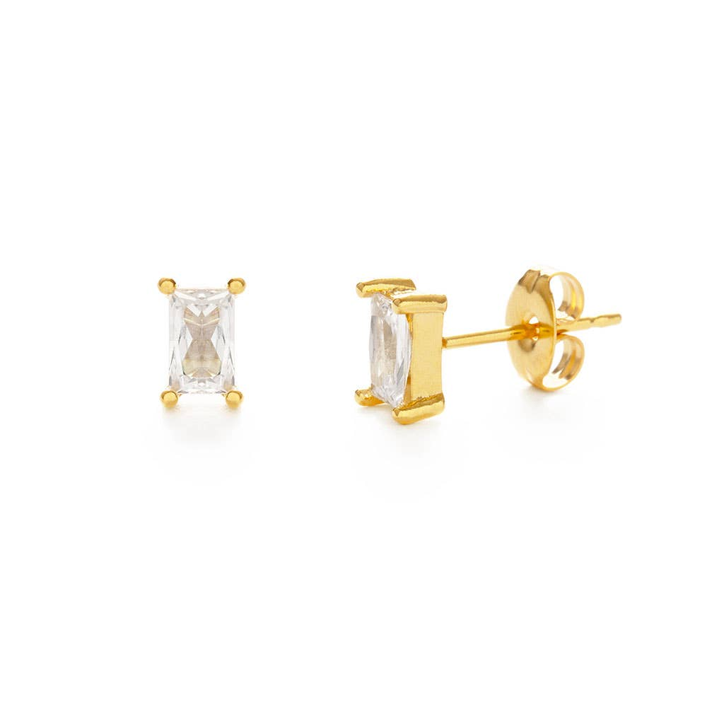 Rectangle Crystal Post Earrings