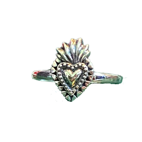 Sterling Silver Flaming Heart Ring
