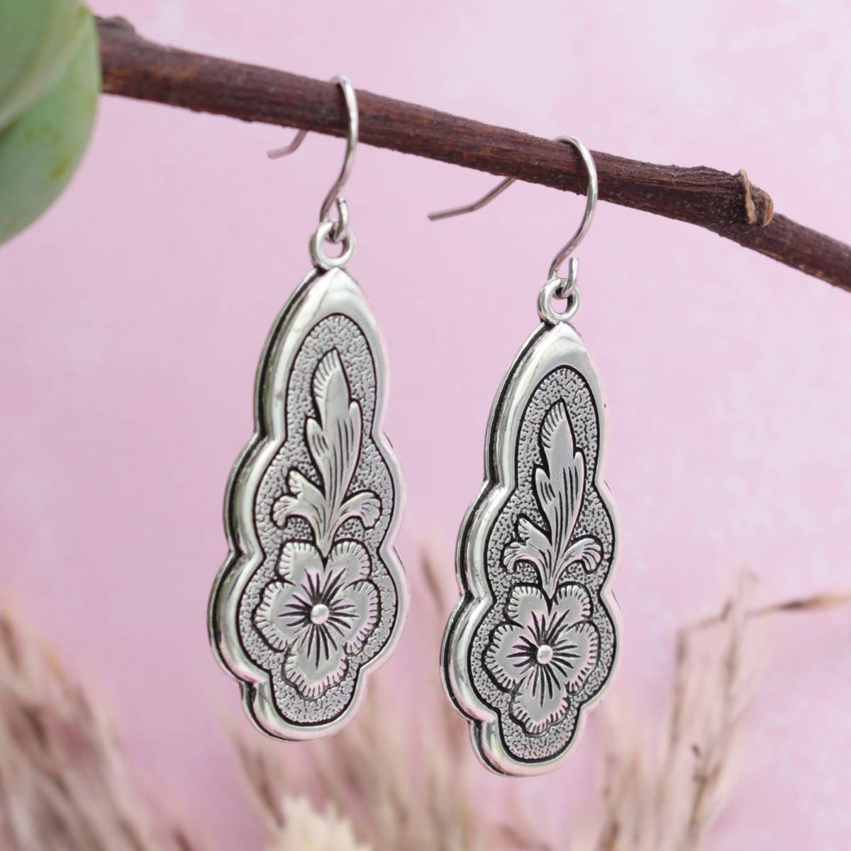 Vintage Floral Flourish Dangle Earrings