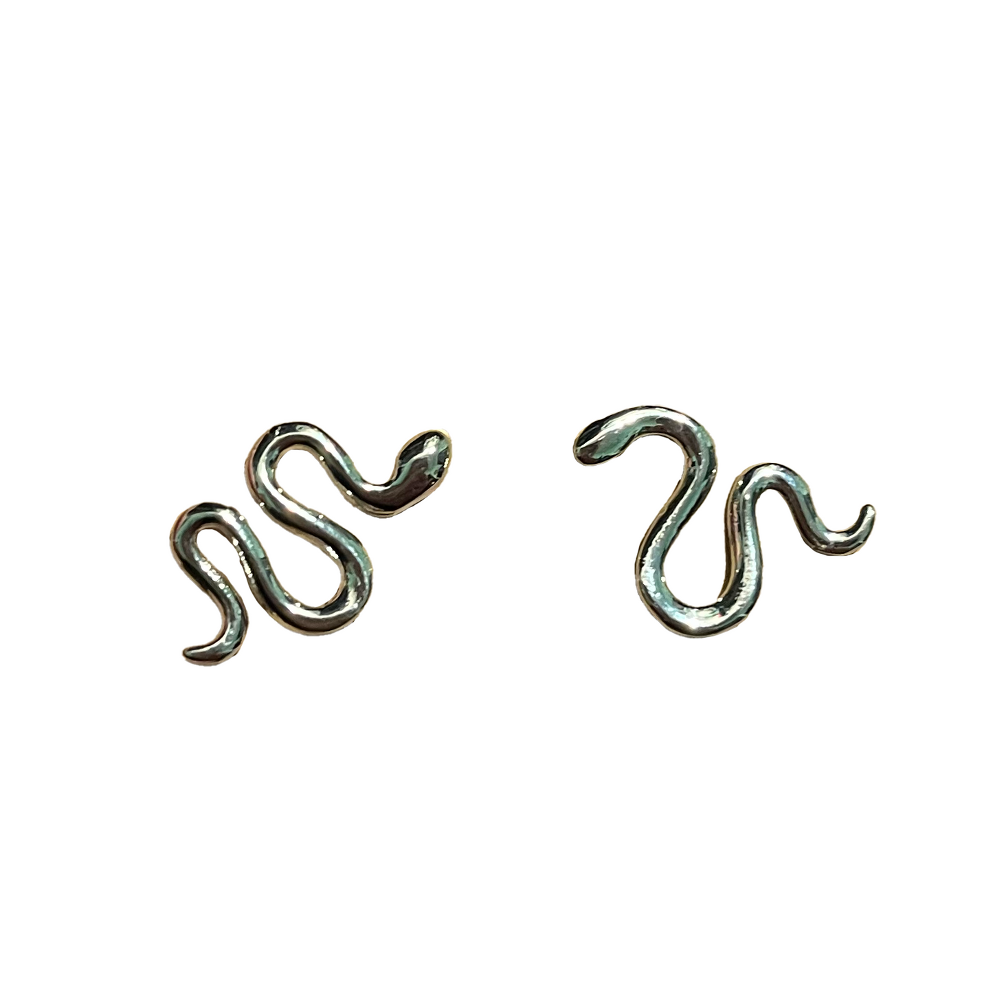 Slithering Serpent Silver Snake Post Earrings