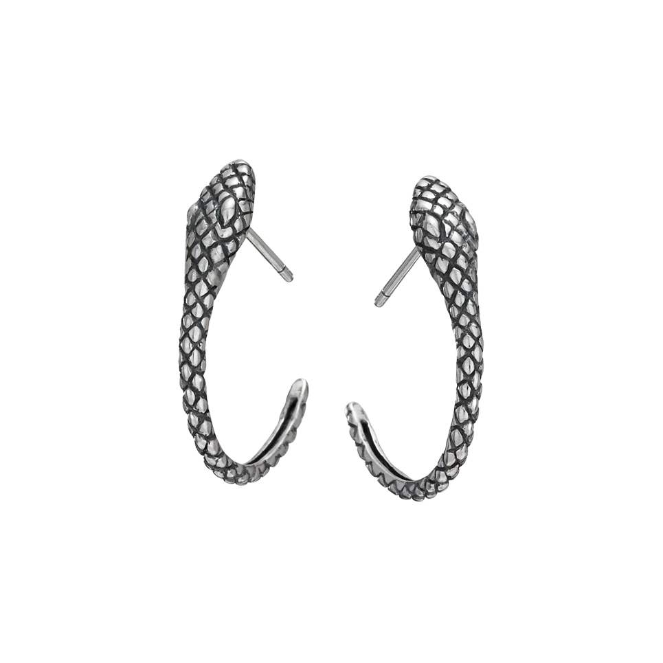 Earth Serpent Sterling Silver Snake Hoop Earrings
