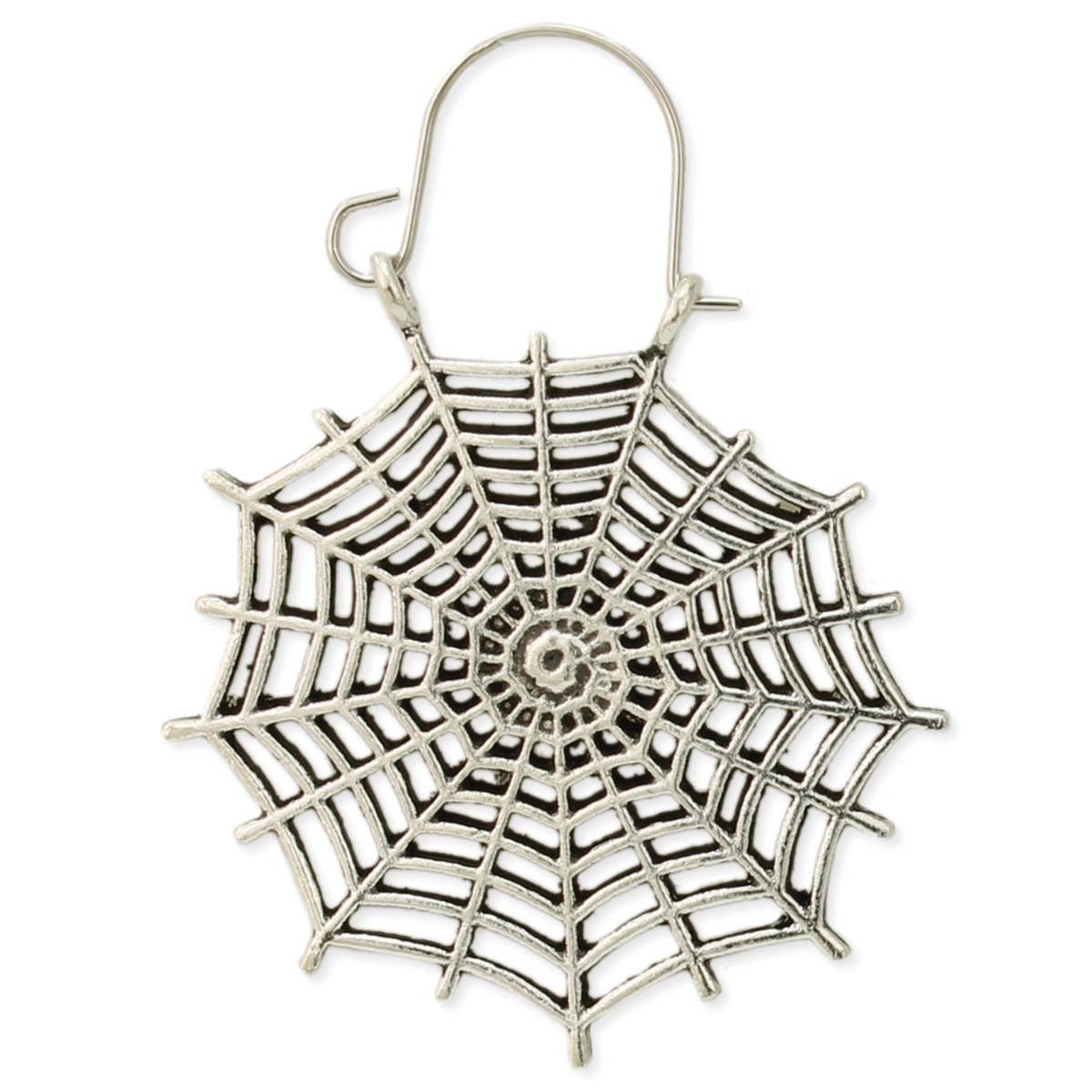 Silver Spider Web Dangle Earrings