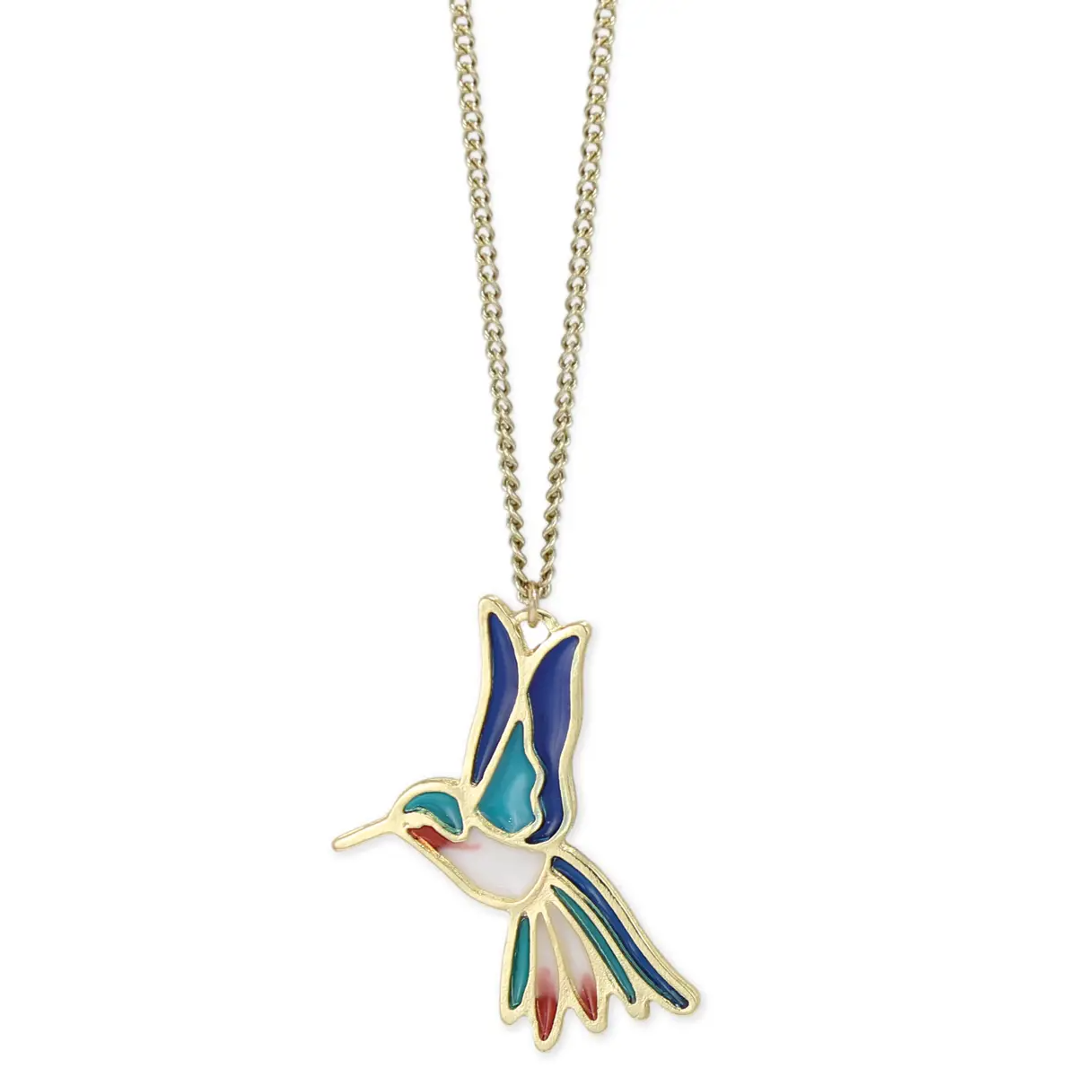 Stained Glass Hummingbird Necklace