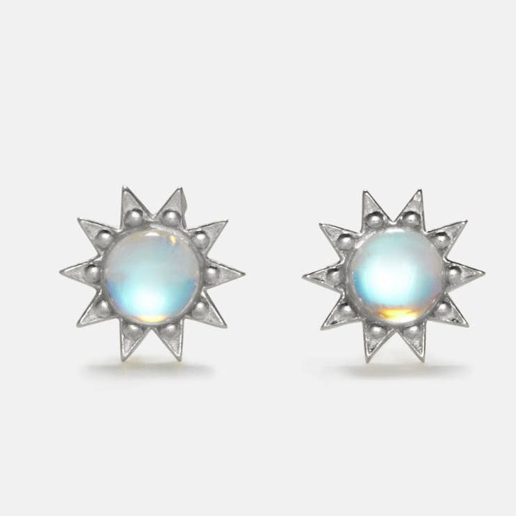 Sun Moonstone Post Earrings