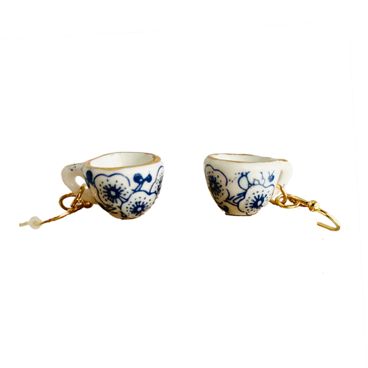 Ceramic Teacup Dangle Earrings
