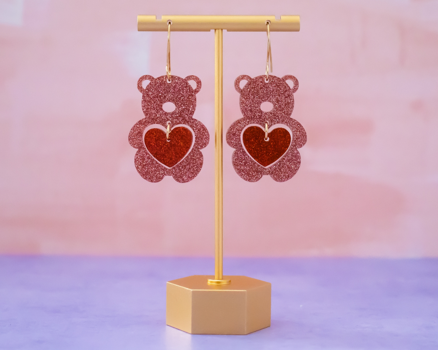 Valentine's Bear Dangle Earrings