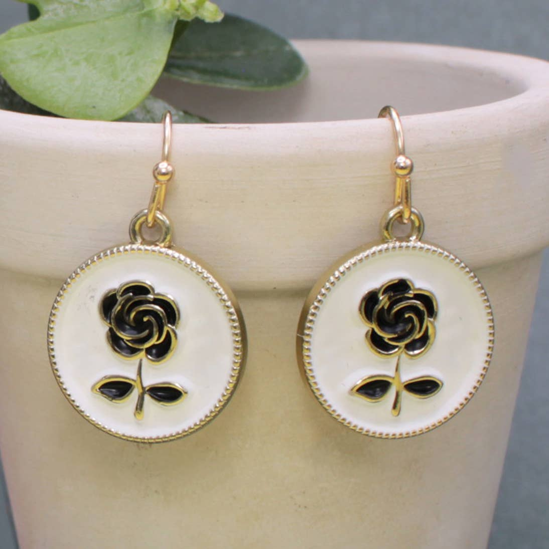 Vintage Blossom Rose Gold Dangle Earrings