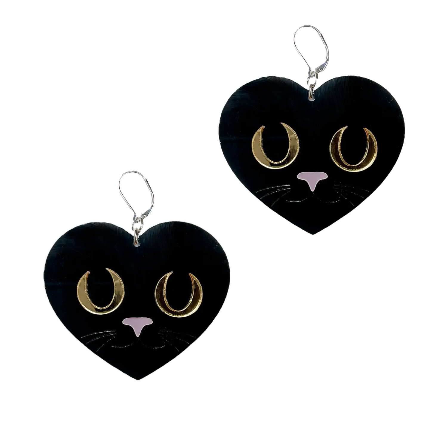 Black Cat Love Dangle Earrings