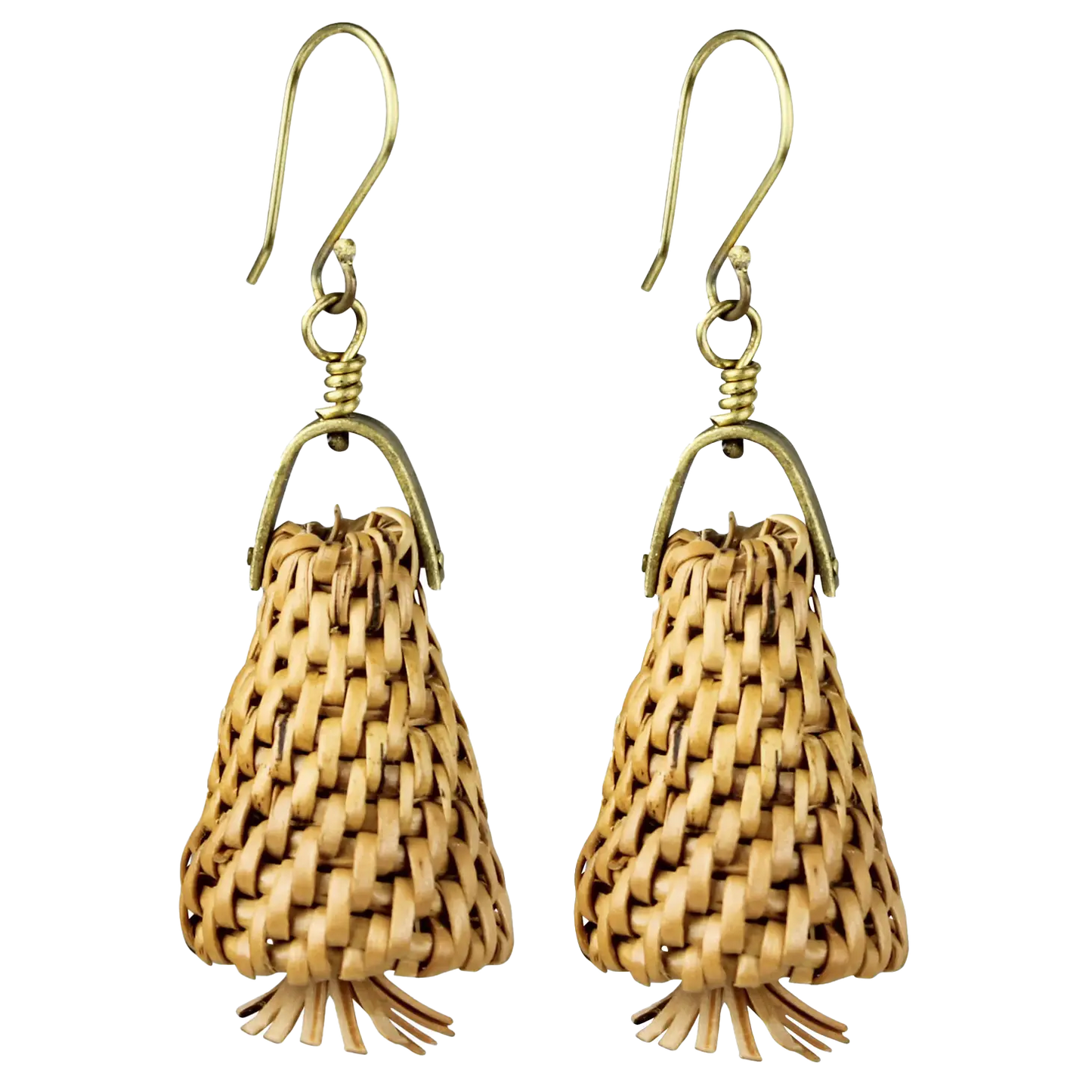 Rattan Basket Dangle Earrings