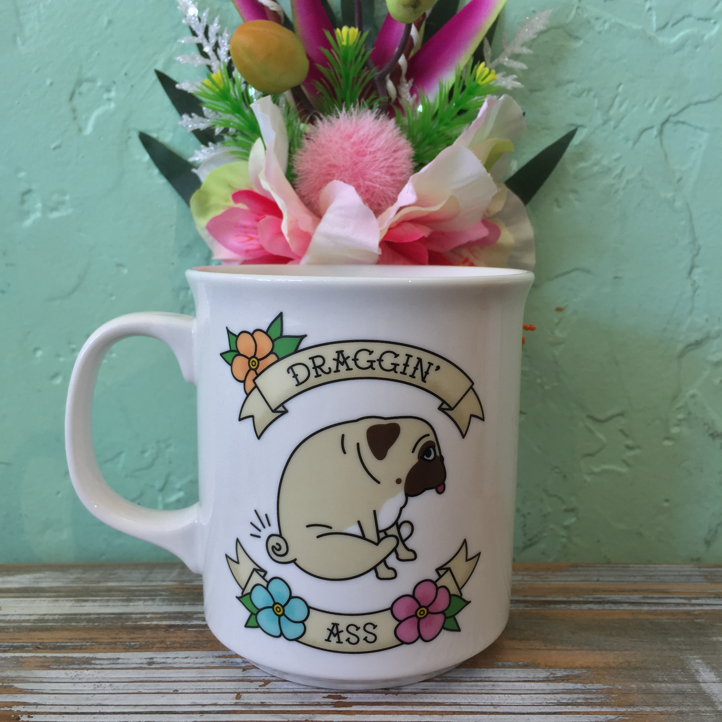 draggin' ass funny pug graphic mug