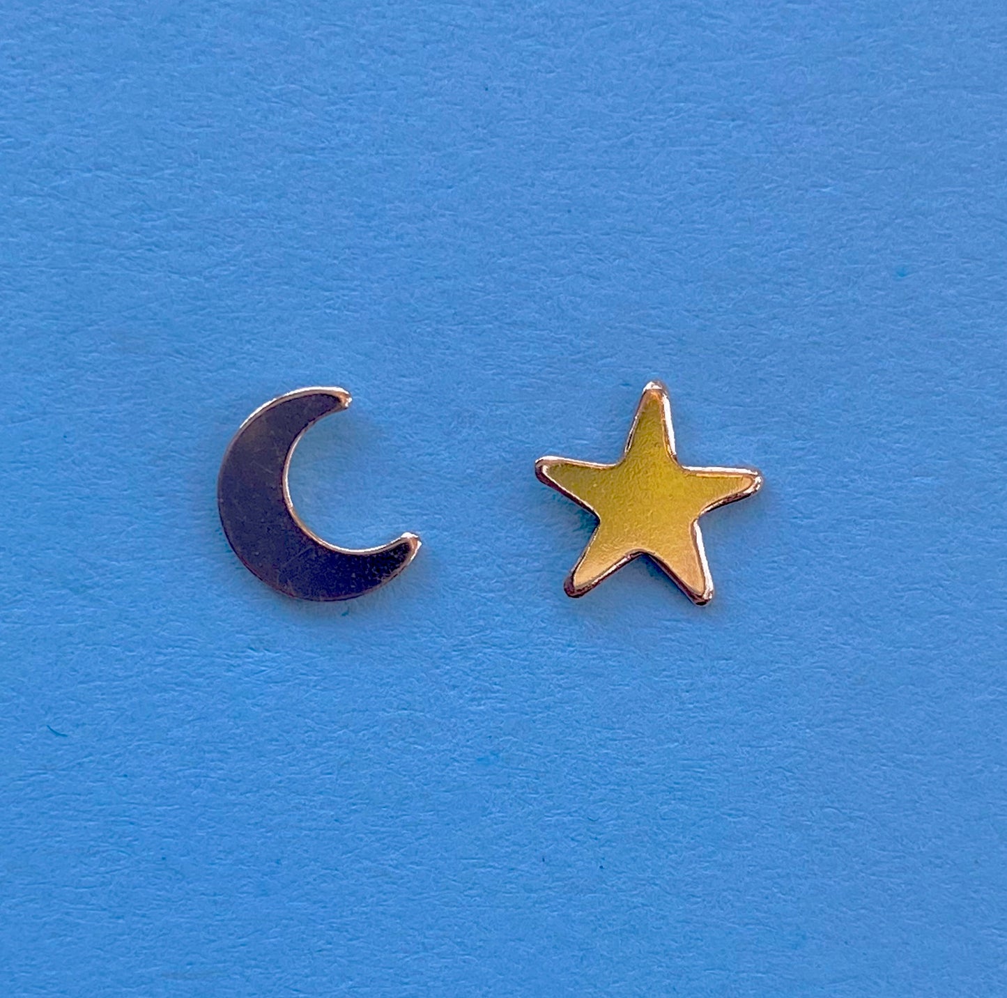 14k gold filled minimalist moon and star earrings